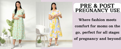 Women's Pure Cotton Maternity Gown/Maternity wear/Feeding 3 pieces