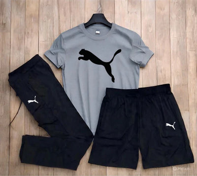 Puma Dryfit Lycra 3-Pcs Set (T-Shirt + Lower + Short) – 190 GSM Premium Activewear