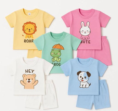 5 sets Boys & Girls Casual T-shirt Shorts Combo