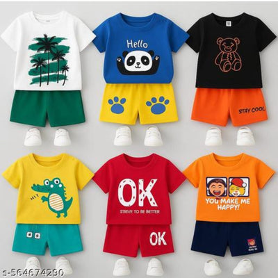 5 sets Boys & Girls Casual T-shirt Shorts Combo