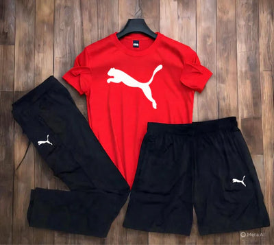 Puma Dryfit Lycra 3-Pcs Set (T-Shirt + Lower + Short) – 190 GSM Premium Activewear